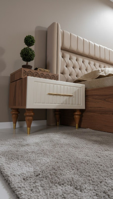 Schlafzimmer Nachttische Material Holz Stil Möbel Braun Neu Luxus