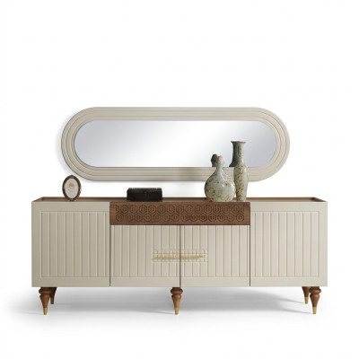 xxl sideboard Anrichte Kommode 201cm mit Spiegel 2tlg. Schrank Kommoden