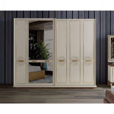 Schlafzimmer Kleiderschrank Luxus Holz Modern Design Möbel Weiß Neu
