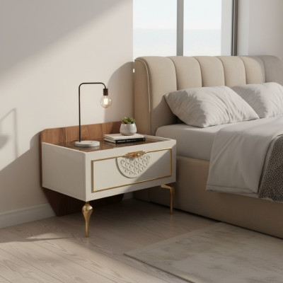Schlafzimmer Nachttisch Modernes Design Möbel Holz Luxus neu weiß