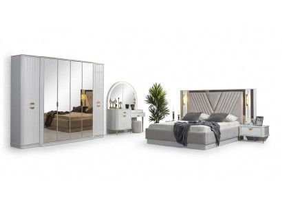 Schlafzimmer Set Bett 2x Nachttische Kleiderschrank 5tlg.Modern neu