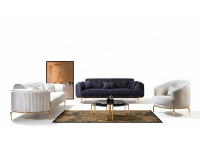 Sofagarnitur 3+3+1 Sitzer Garnitur Sofa Sessel Luxus Sofas Stoff neu