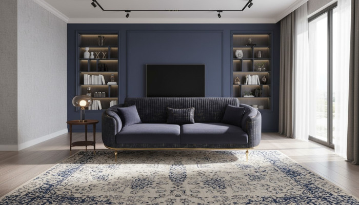 Wohnzimmer Sofa 3 Sitzer Blau Möbel Luxus Couchen xxl Möbel Couch Sofas
