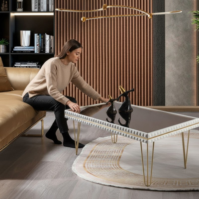 Wohnzimmer Couchtisch Tisch Design Möbel Luxus 111x64 Sofa weiß