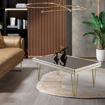Wohnzimmer Couchtisch Tisch Design Möbel Luxus 111x64 Sofa weiß