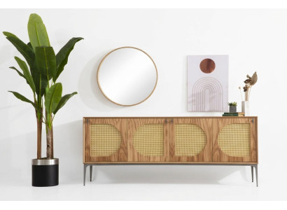 Sideboard mit Spiegel Anrichte Sideboards Holz Schrank Möbel Braun Neu