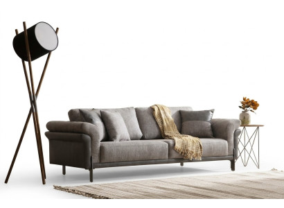 Sofa 3 Sitzer Grau Wohnzimmer Klassische Design Elegantes Stil 230cm