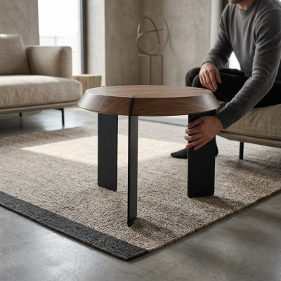 Rund Beistell Tische Luxus Design Braun Tisch Kaffee Wohnzimmer Neu