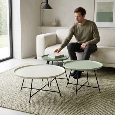 Couchtisch Holz Set 3 tlg. Kaffeetisch Designer Tisch Wohnzimmertisch