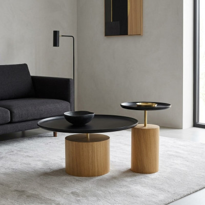 Couchtisch Luxus Holz Design Tisch Beistelltisch Schwarz Runde Tische Neu