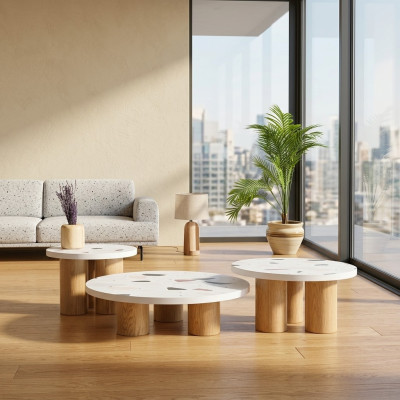 Couchtische Beistelltische Design Wohnzimmer 3 tlg. Italienischer Stil