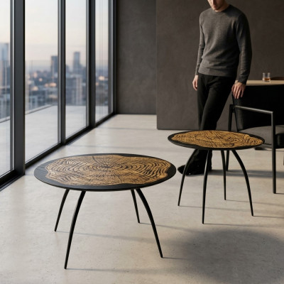 Luxus Design Couchtische Schwarz Runder Tische Wohn Zimmer Beistell 