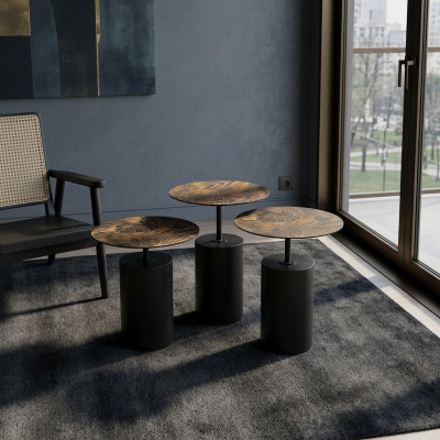 Luxuriöses Designer-Set aus 3 Couchtischen für das Wohnzimmer