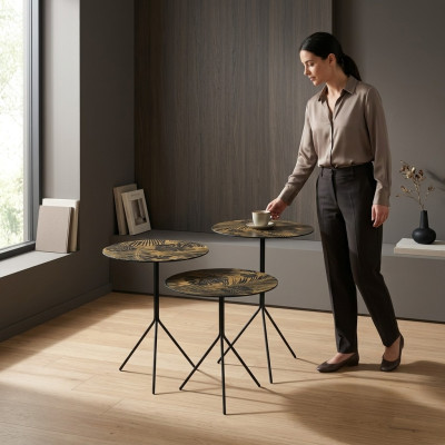Rundtische Tisch Couchtische Tische Luxus Design Beistelltische 3 tlg.