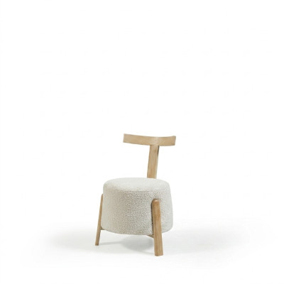Stuhl Esszimmer Polsterstuhl Lounge Weiß Textil Sitz Sessel Holz Neu