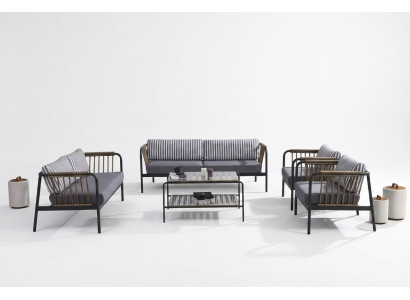 Sofa 3 2 Sitzer Luxus Dreisitzer Sessel Design Möbel Set 5 tlg. Grau Neu