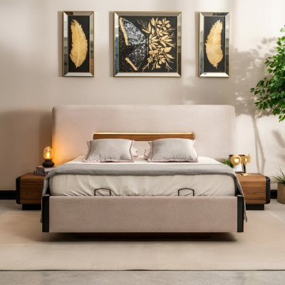 Bett Möbel Design Betten Doppelbett Luxus Schlafzimmer Textil Holz Neu