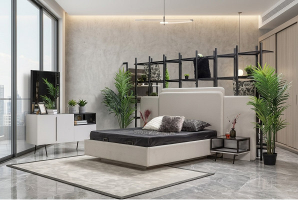 Schlafzimmer Bett 2x Nachttische Luxus Kommode Set Design Möbel 5tlg