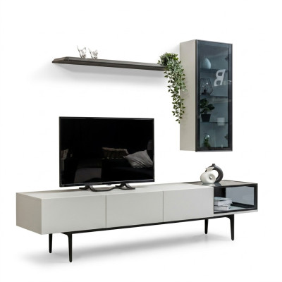 Ein unvergleichlicher TV-Schrank und Regale im minimalistischen Stil