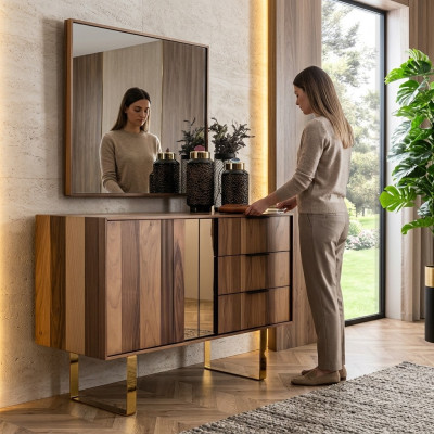 Luxuriöse Kommode mit Spiegel für Schlafzimmer im modernen Stil