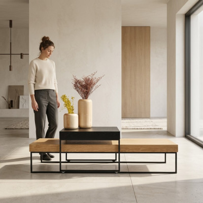 Loft Holz Couchtisch Tisch Beistelltisch Wohnzimmertisch Holz Tisch