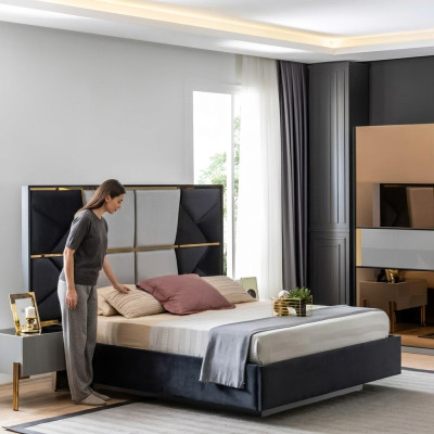 Luxus Schlafzimmer Bett Doppel Betten Design Holz Möbel Bettrahmen Neu