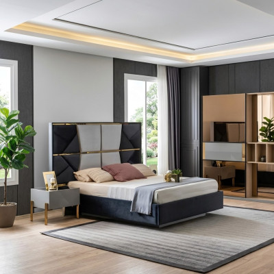 Luxus Schlafzimmer Bett Doppel Betten Design Holz Möbel Bettrahmen Neu