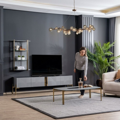 Wahnsinnig schickes Modern Designer Wohnzimmer-TV-Kommode in Aschgrau