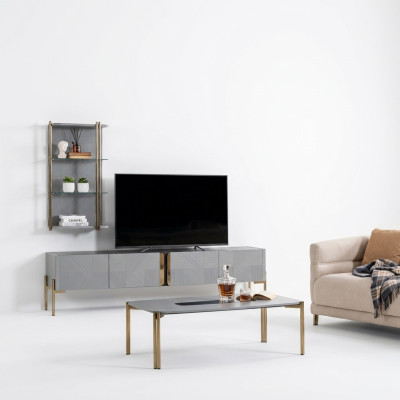 Wahnsinnig schickes Modern Designer Wohnzimmer-TV-Kommode in Aschgrau