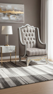 Klassish Sessel Luxus Designer Grau Textil 1 Sitzer Polster Einsitzer Möbel Neu