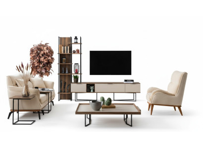 Wohnwand Wohnzimmer Möbel TV Ständer Bücherregal 240cm Holz Wohnwände