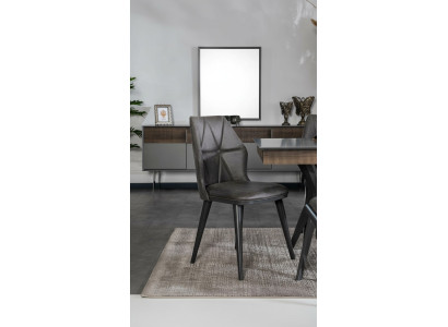 Grauer Stuhl Designer Esszimmer Stühle Sitzstuhl Lehnstuhl Textil Holz
