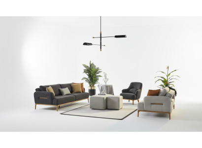 Sofagarnitur 431 Sitz 2x Hocker Sofa Set 5tlg Luxus Wohnzimmer Wohnen