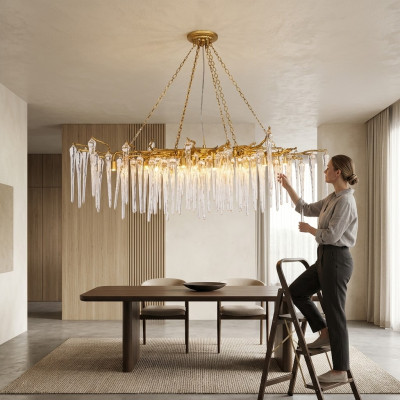 Deckenlampe Glas Deckenleuchte Wohnzimmer Lampe Leuchte Tropen Kristall