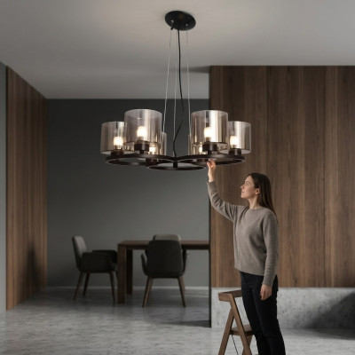 Deckenlampe Luster Decken Beleuchtung schwarz Luster Glass