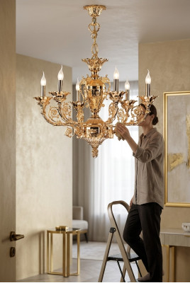 Goldene Deckenlampe Pendelleuchte Wohnzimmer Leuchten Klassische Leuchten