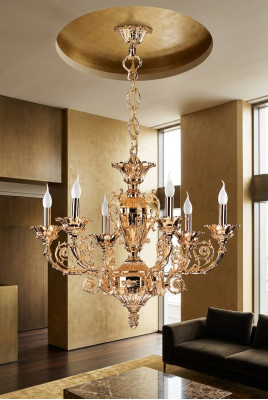 Goldene Deckenlampe Pendelleuchte Wohnzimmer Leuchten Klassische Leuchten