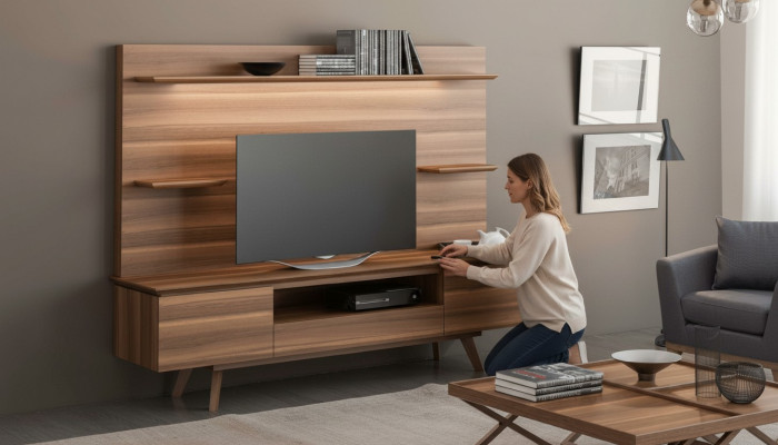 Walnuss natur Luxus Regale Moderne Wohnzimmer Möbel Hängeregale Neu