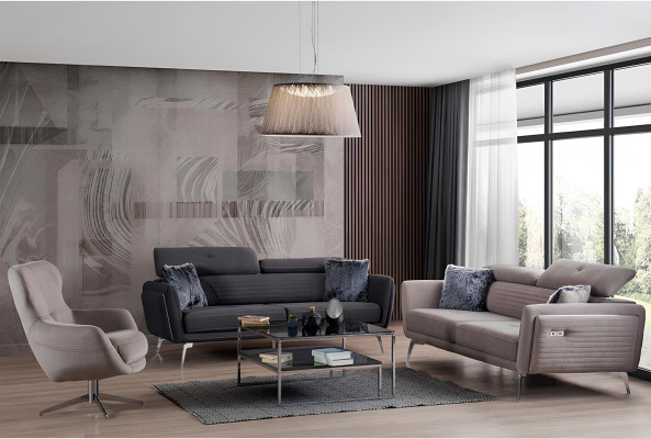 Drehbarer Sessel Relax Club Sofa Einsitzer Couch Polster Möbel Beige