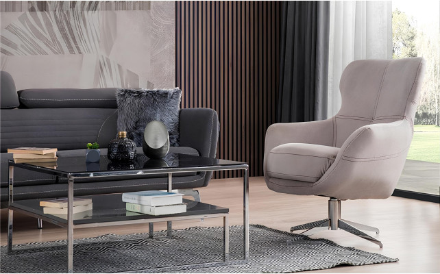 Drehbarer Sessel Relax Club Sofa Einsitzer Couch Polster Möbel Beige