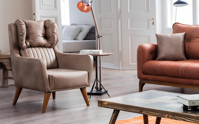Landhaus Stil Sessel Ohrensessel Relax Fernseher Einsitzer Sofa Couch