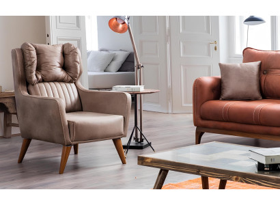 Landhaus Stil Sessel Ohrensessel Relax Fernseher Einsitzer Sofa Couch