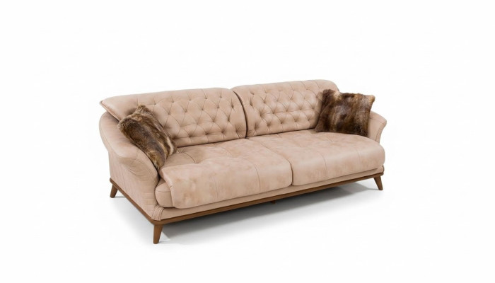 Braune Couch Sofa Wohnzimmer Couchen Polster Möbel Dreisitzer 221cm