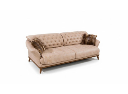 Braune Couch Sofa Wohnzimmer Couchen Polster Möbel Dreisitzer 221cm
