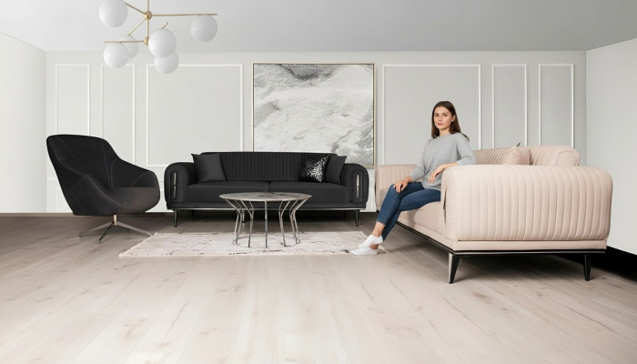 Dreisitzer Couch Polster Einrichtung 3 Sitz Platz Couchen Sofa Schwarz Möbel