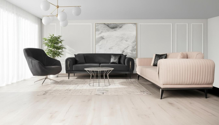 Dreisitzer Couch Polster Einrichtung 3 Sitz Platz Couchen Sofa Schwarz Möbel