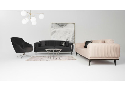 Dreisitzer Couch Polster Einrichtung 3 Sitz Platz Couchen Sofa Schwarz Möbel