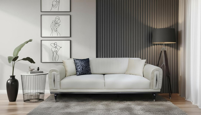 Dreisitzer Couch Polster Möbel Einrichtung 3 Sitz Platz Couchen Sofa Stoff