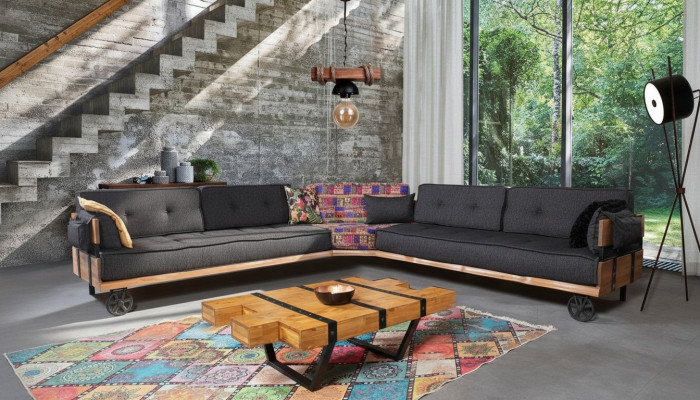 Loft Couchtisch Design Möbel Tisch 130x80 Wohnzimmer Holztisch Couchtische