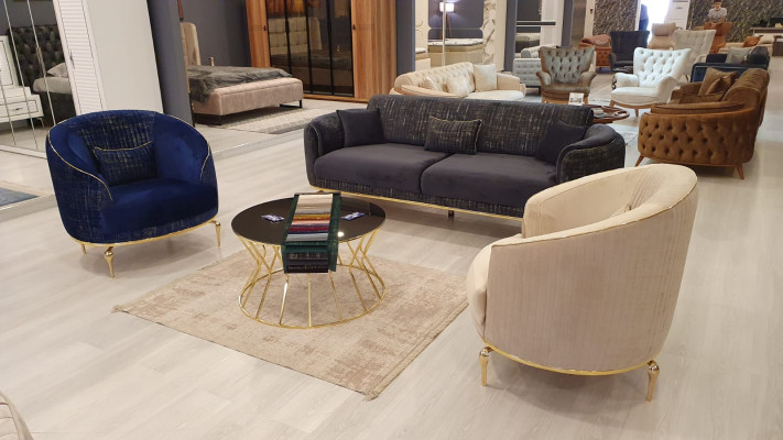 Luxus Sofa 3 Sitzer Wohnzimmer Blau Modernes Sofa Dreisitzer Möbel